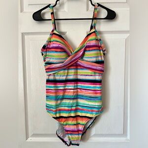 CHRISTINA BLUE • one piece crossover multicolour vibrant swimsuit women’s 12